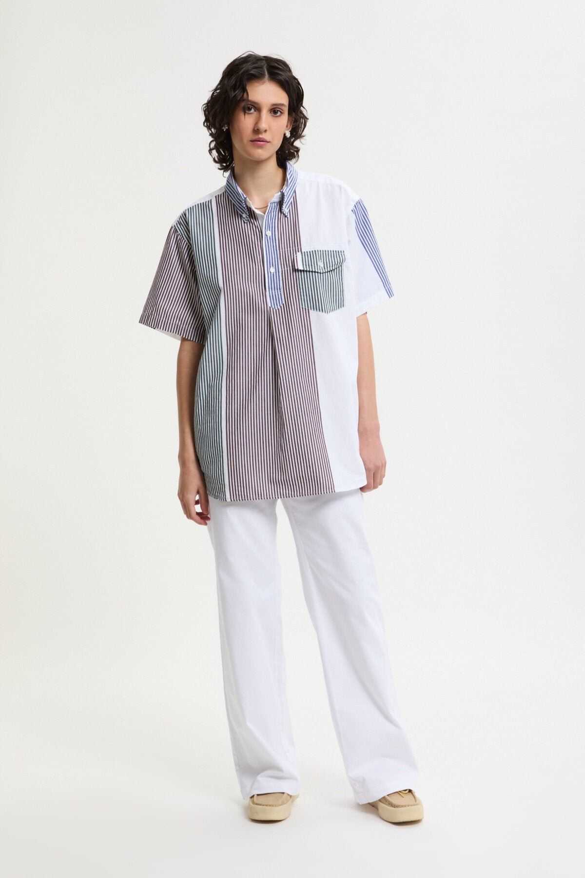 Short Sleeved Popover BD Shirt Multi block stripe by Eg | Men | WP