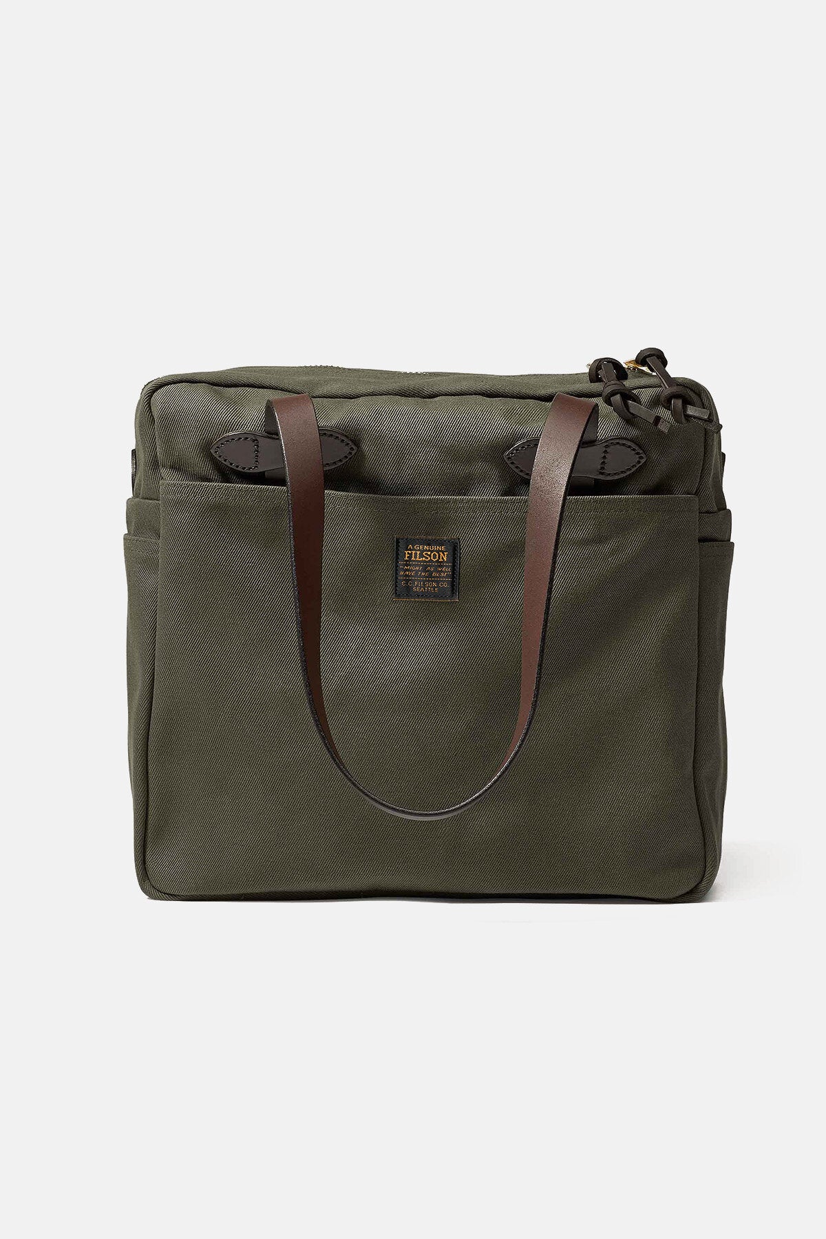 RUGGED TWILL TOTE BAG WITH ZIPPER Otter green by Filson Man | Men 