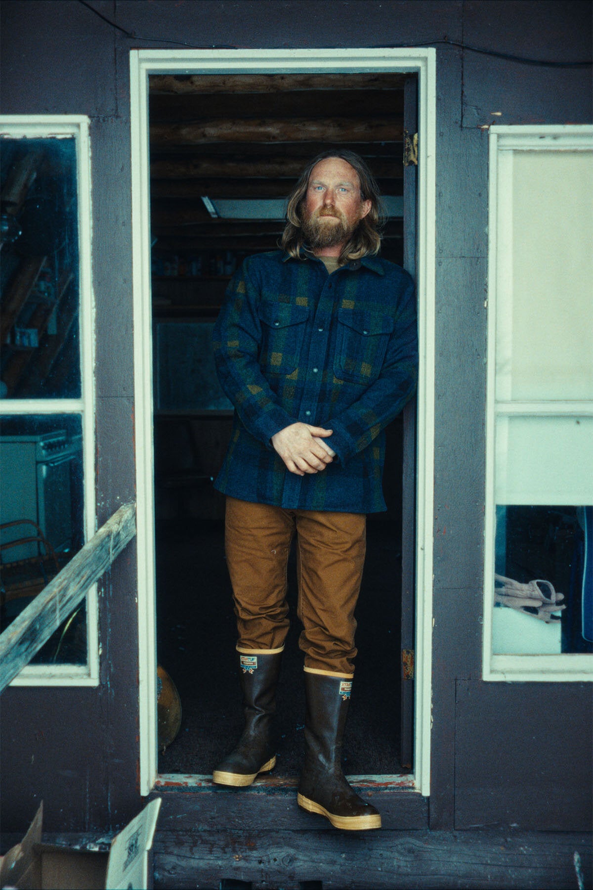 Filson Man LINED MACKINAW WOOL JAC-SHIRT Teal ochre pl | Uomo | WP