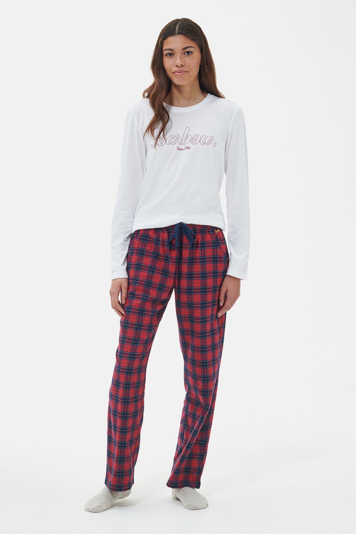 Farah - Dybell - Pantaloni Da Casa In Flanella A Quadri Color Blu Navy E Rosso