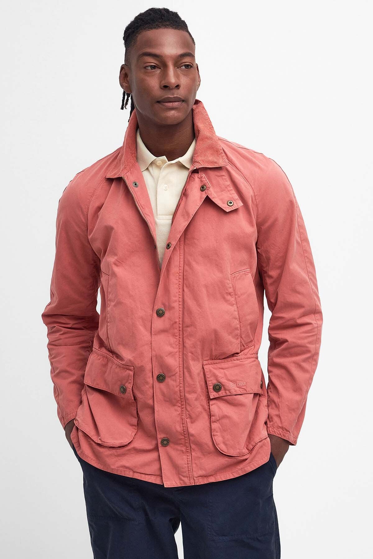 Barbour Dusty Pink Zip popular Up Ribbed Trim Casual Jacket