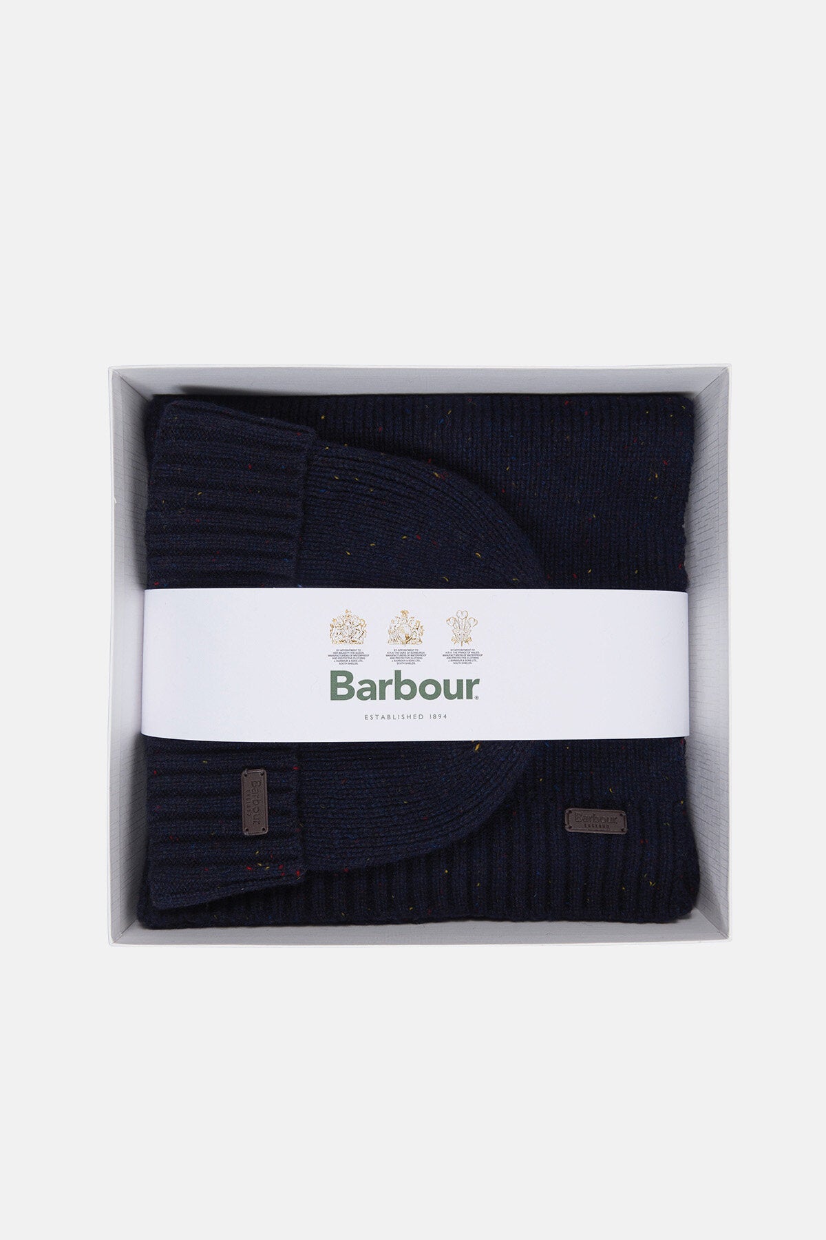 Barbour Set regalo di berretto e sciarpa Carlton Fleck Navy Uomo