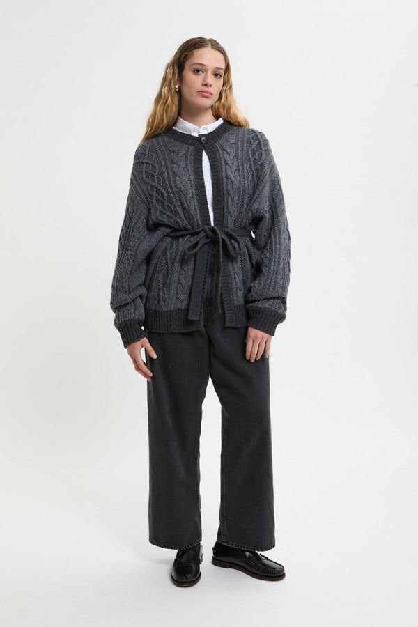 3G Two-Tone Aran Cardigan