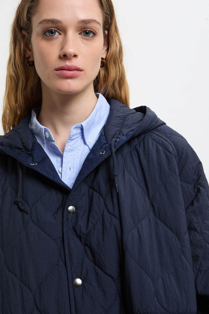 Cappotto in Nylon Trapuntato con Cappuccio