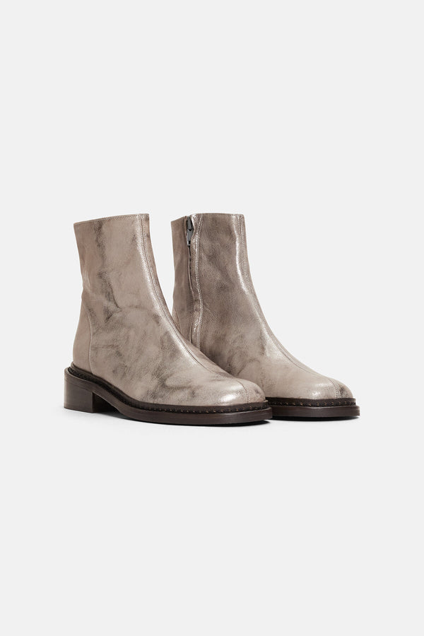 Bina Light Silver Metal Low Boots