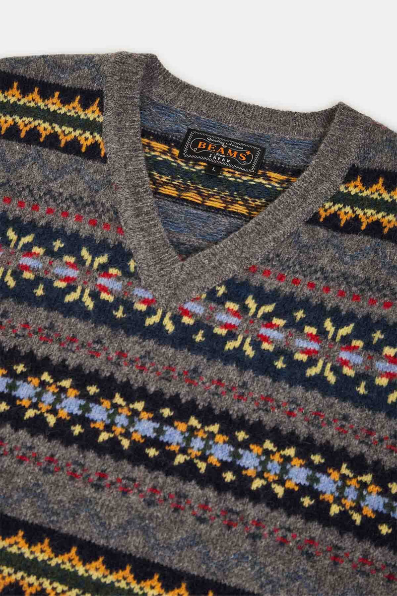 Fair Isle Pattern Knit Vest