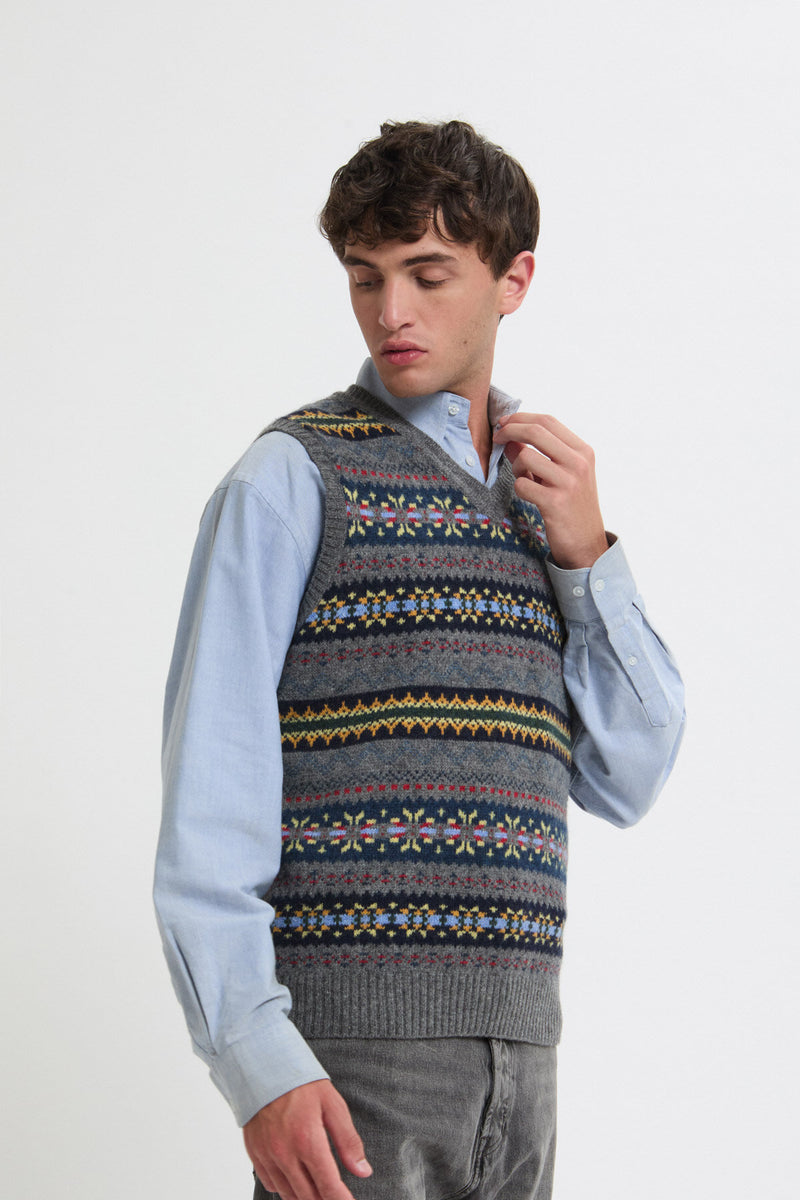 Fair Isle Pattern Knit Vest