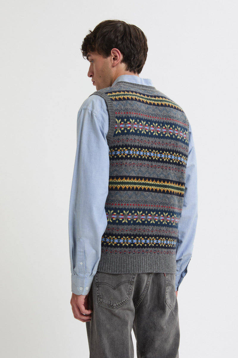 Fair Isle Pattern Knit Vest