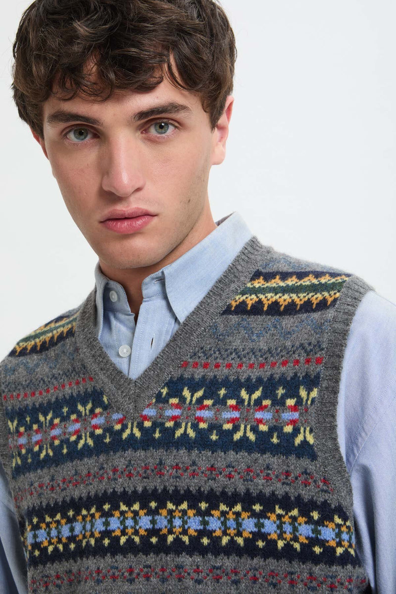 Fair Isle Pattern Knit Vest