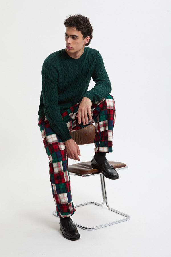 Pantaloni in Flanella Indiana con pieghe e vestibilità Rilassata