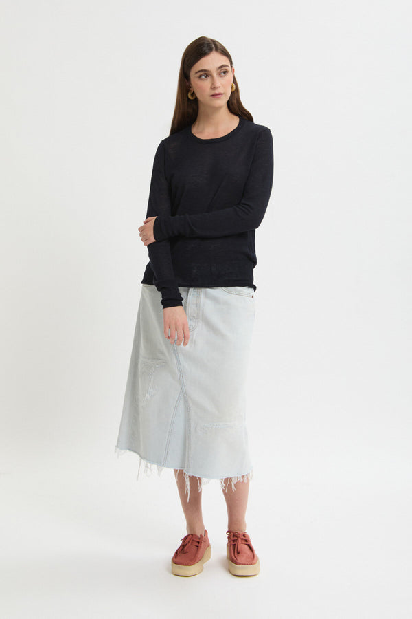 Maglione a Maniche Lunghe con Scollo Tondo