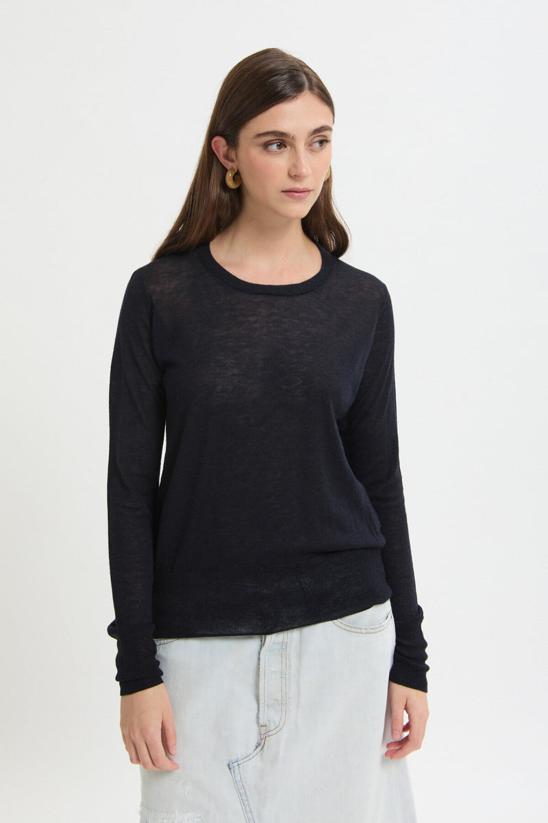 Maglione a Maniche Lunghe con Scollo Tondo