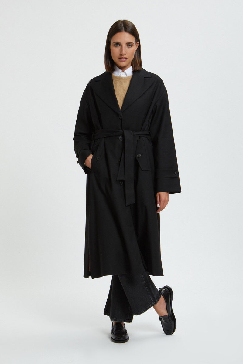 Women's Solid Wool Trench