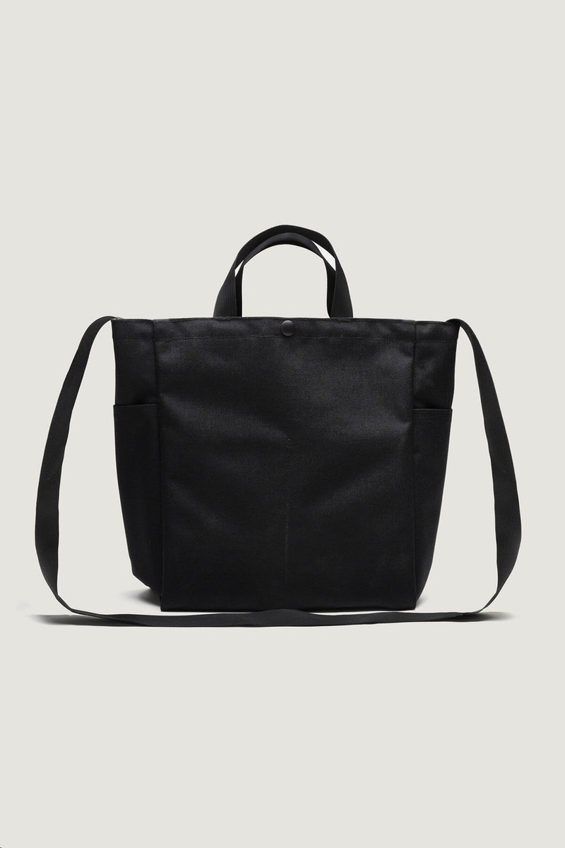 Borsa Media Multi-Tasche in Canvas di Nylon Nero