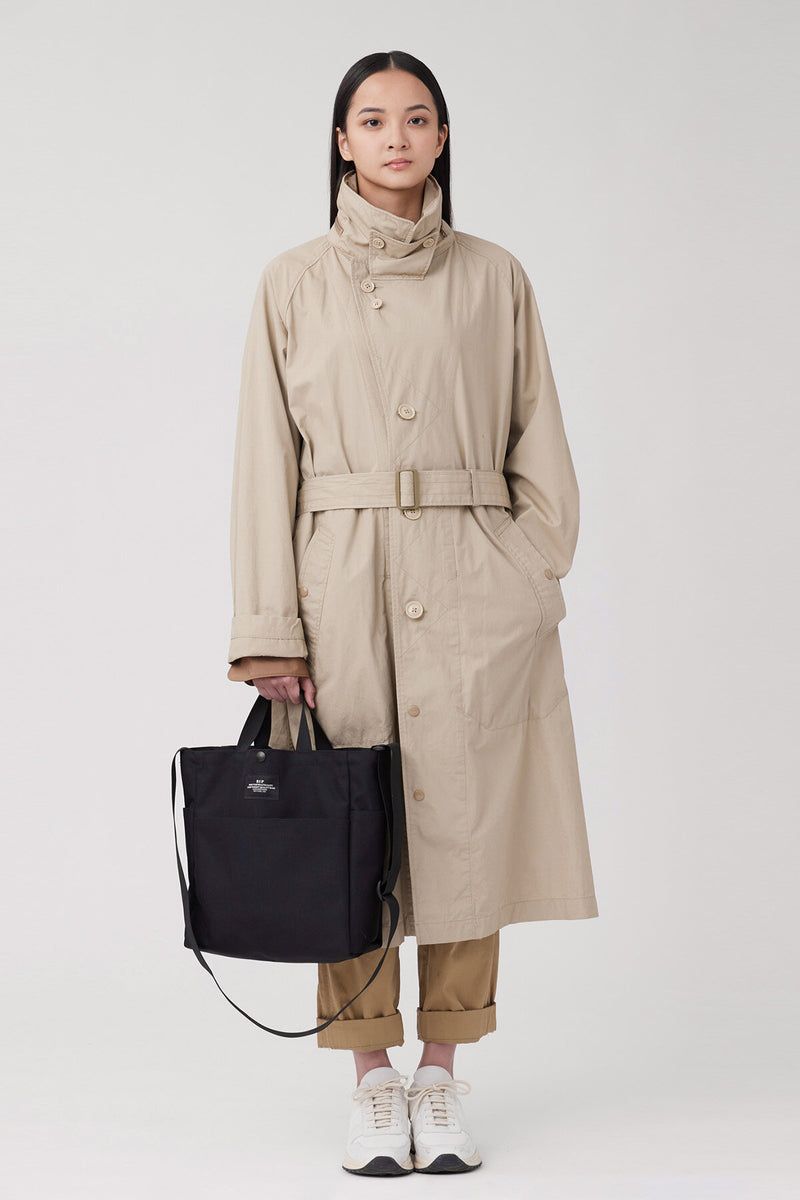 Borsa Media Multi-Tasche in Canvas di Nylon Nero