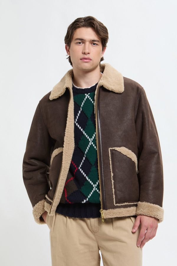 Giacca da aviatore in shearling