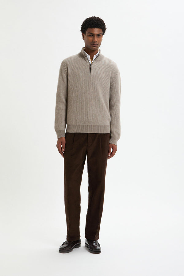 HALF-ZIP MOCK NECK JUMPER