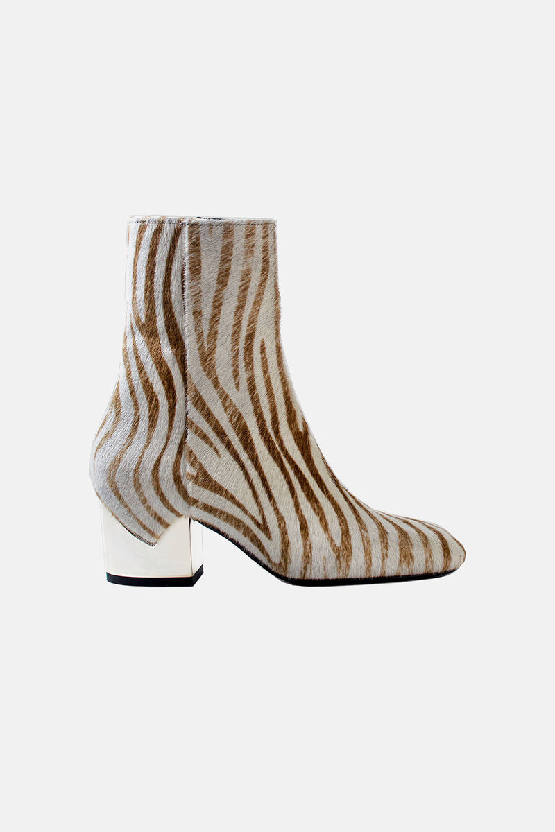 Zebra-heeled ankle boots