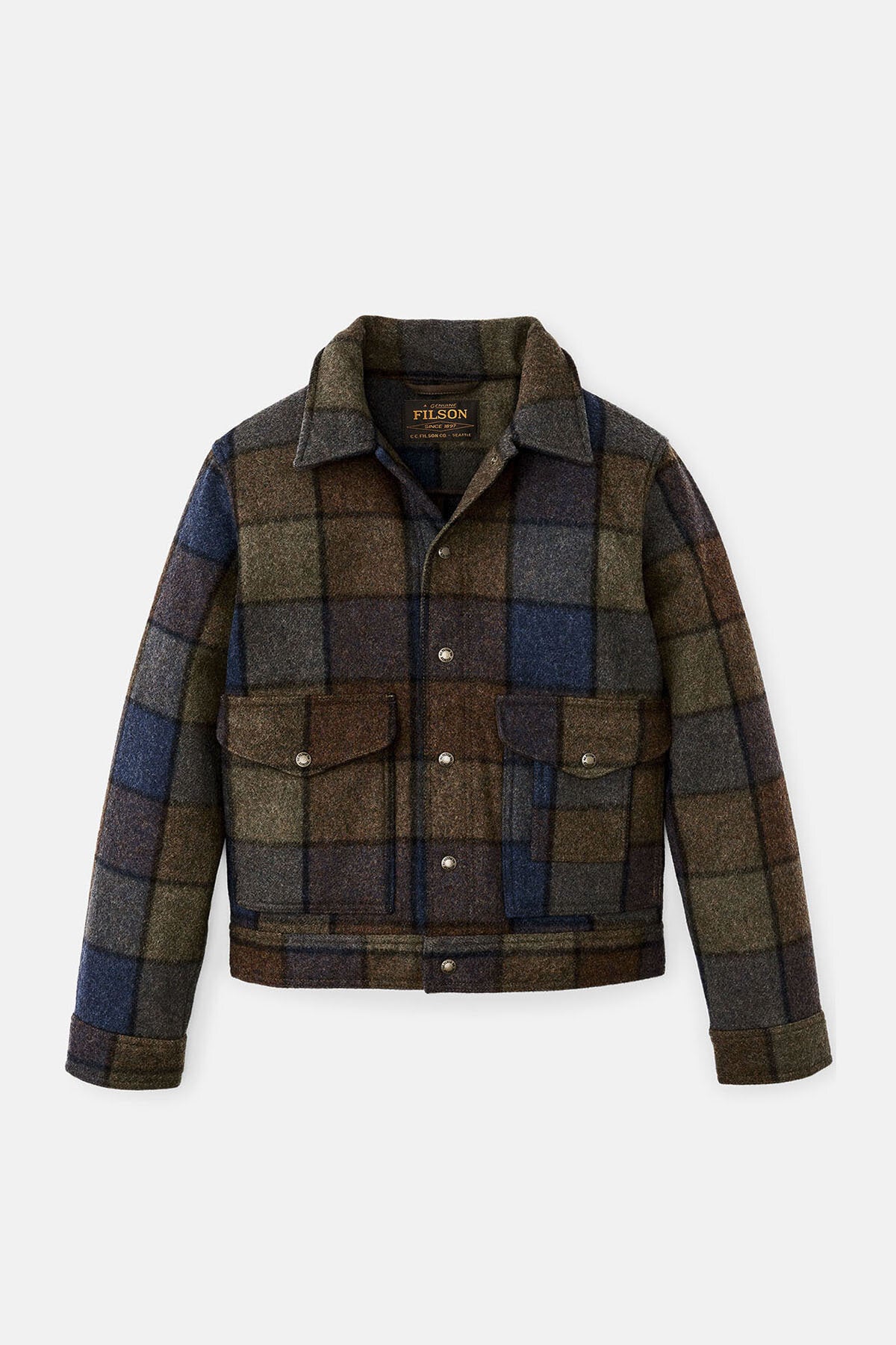 Filson Man MACKINAW WOOL WORK JACKET Blue / brown / gray plaid