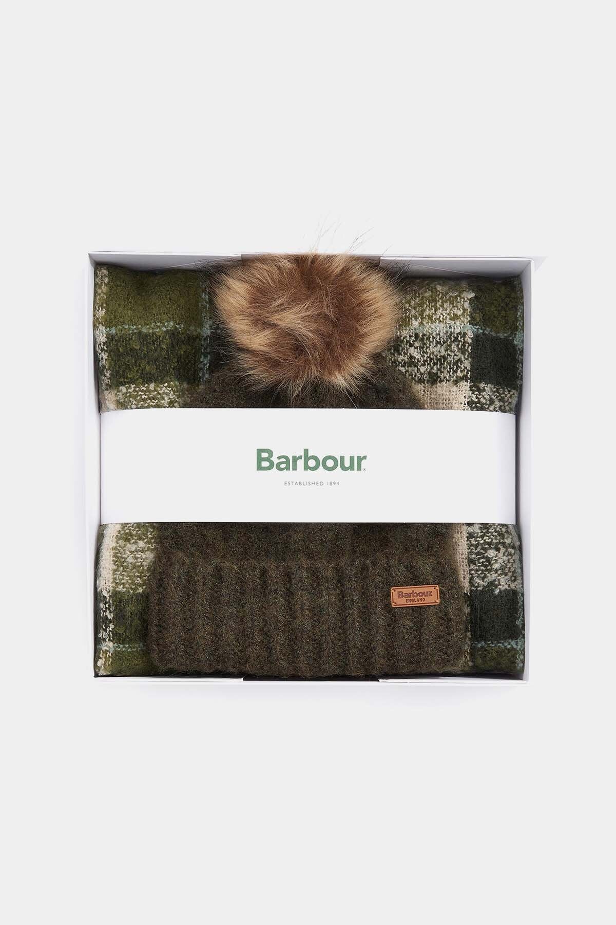 Saltburn Beanie And Tartan Scarf Gift Set Ancient loden by Barbour Lady Women WP Store