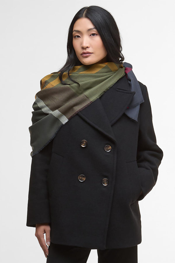 Sciarpa con motivo tartan in lana d’agnello Saffron