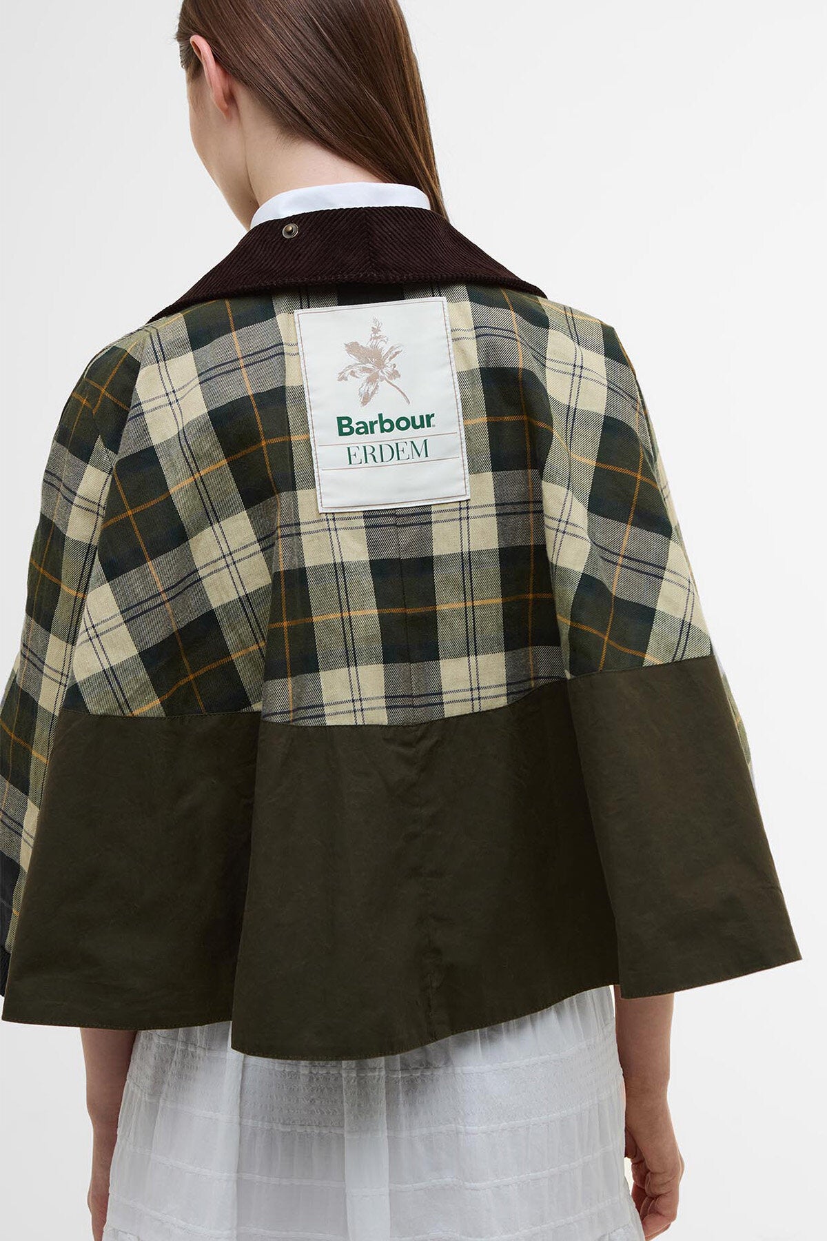 Barbour x ERDEM Reversible Clover Showerproof Trapeze Jacket Khaki