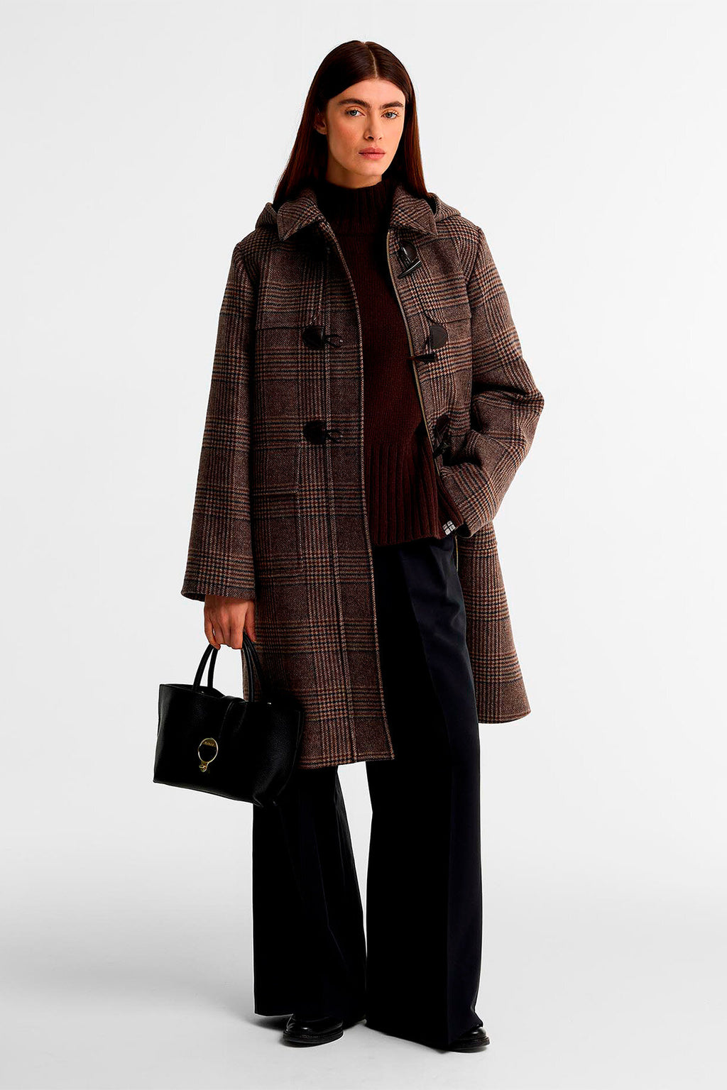 Melody Check Wool Duffle Coat Prince of wales/gana by Barbour Lady