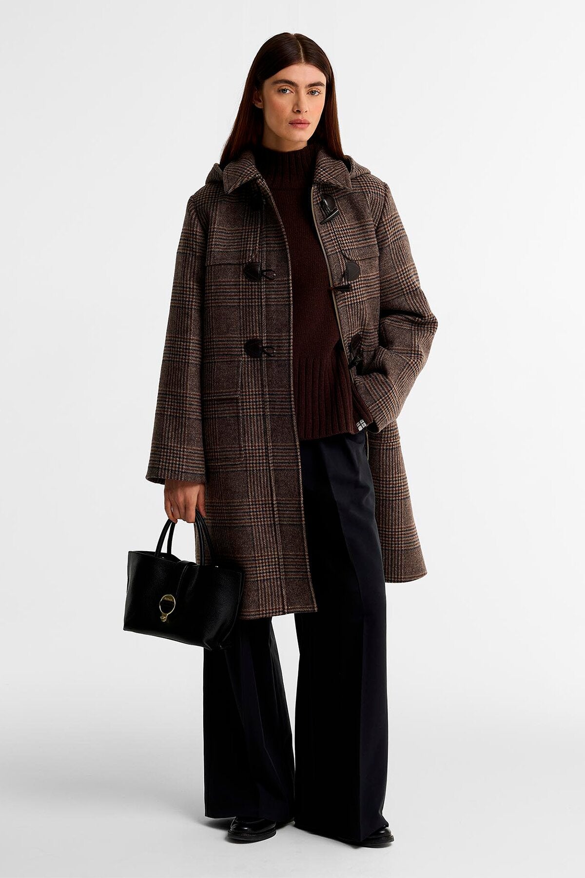 Melody Check Wool Duffle Coat Prince of wales/gana by Barbour Lady