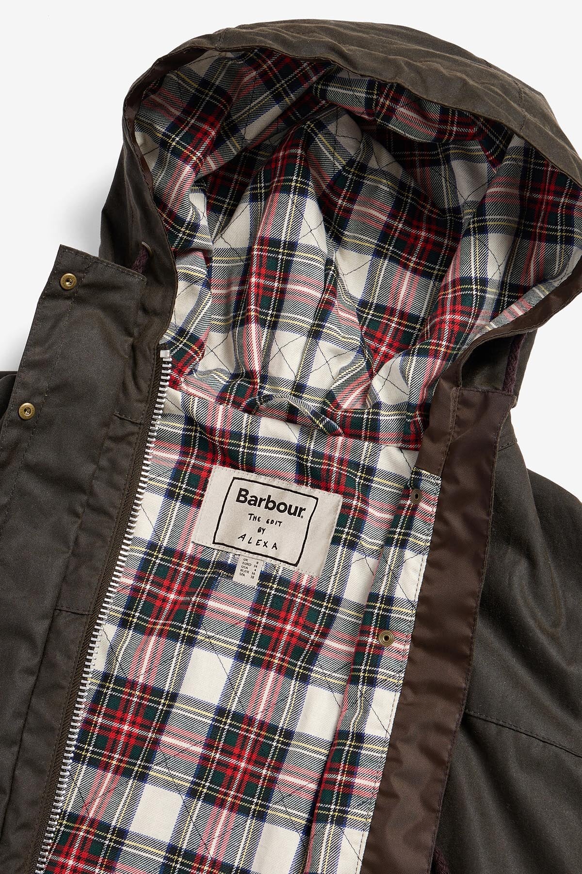 Barbour The Edit by Alexa Liam Waxed Parka Olive/dress stewart by