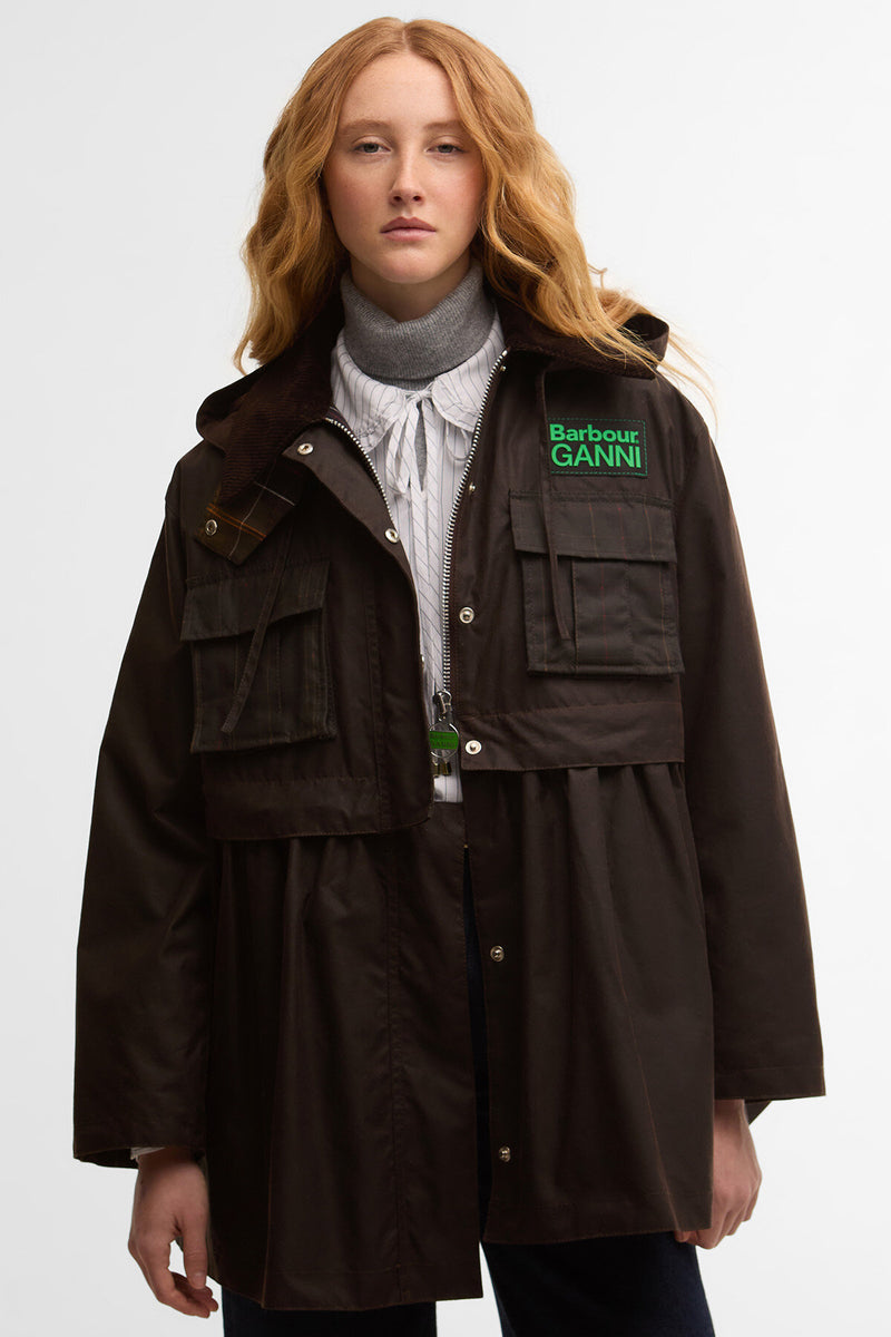Giacca cerata con peplo Barbour x GANNI