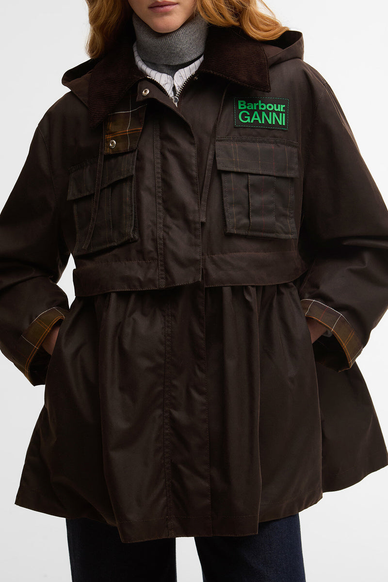 Giacca cerata con peplo Barbour x GANNI