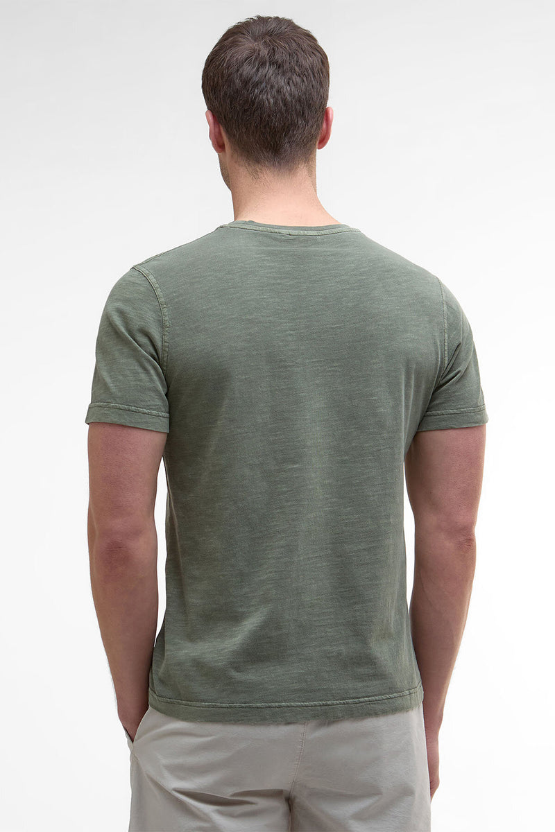 T-shirt con taschino tinta con pigmenti