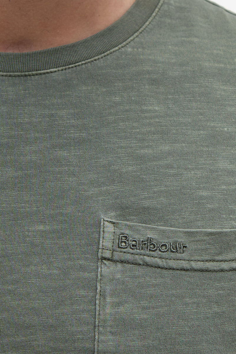 T-shirt con taschino tinta con pigmenti