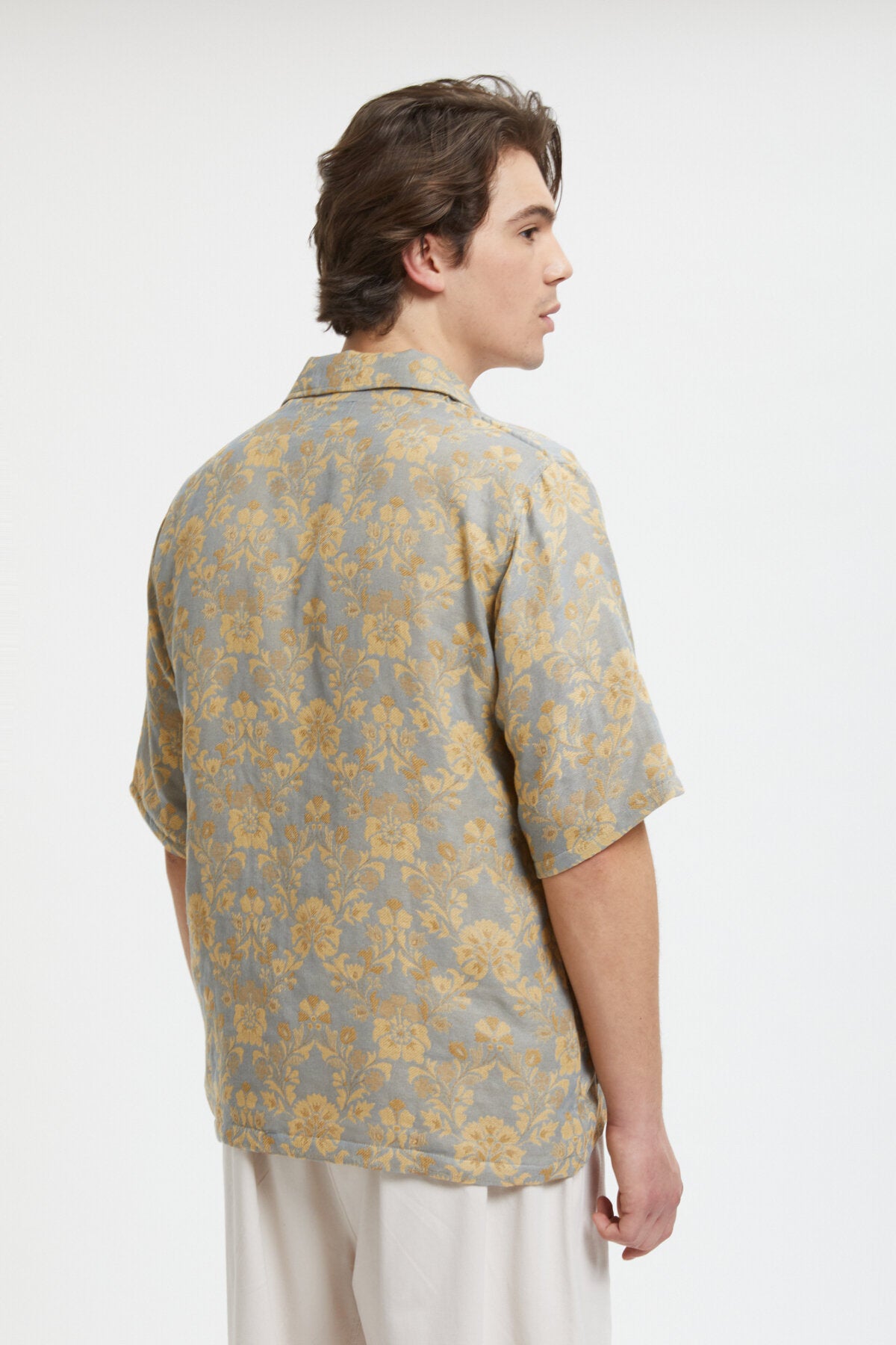 Cabana Shirt Poly India Jacquard Grey/beige by Needles | Men | WP