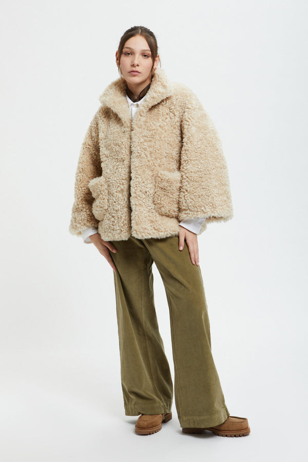 Eco Fur Stand Up Collar Coat