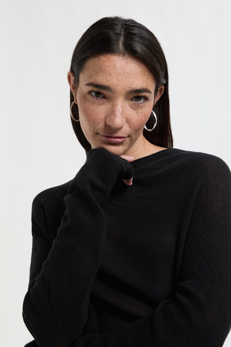 Maglione Trasparente con Collo Alto