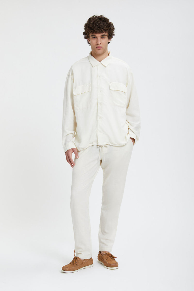 Open Collar Cupra Hemp Shirt