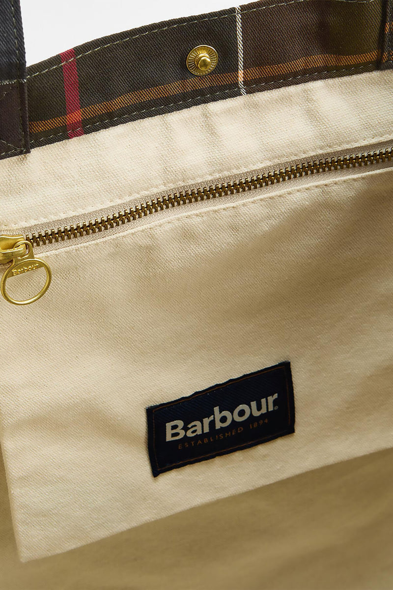 Borsa tote Telfield in tartan Barbour