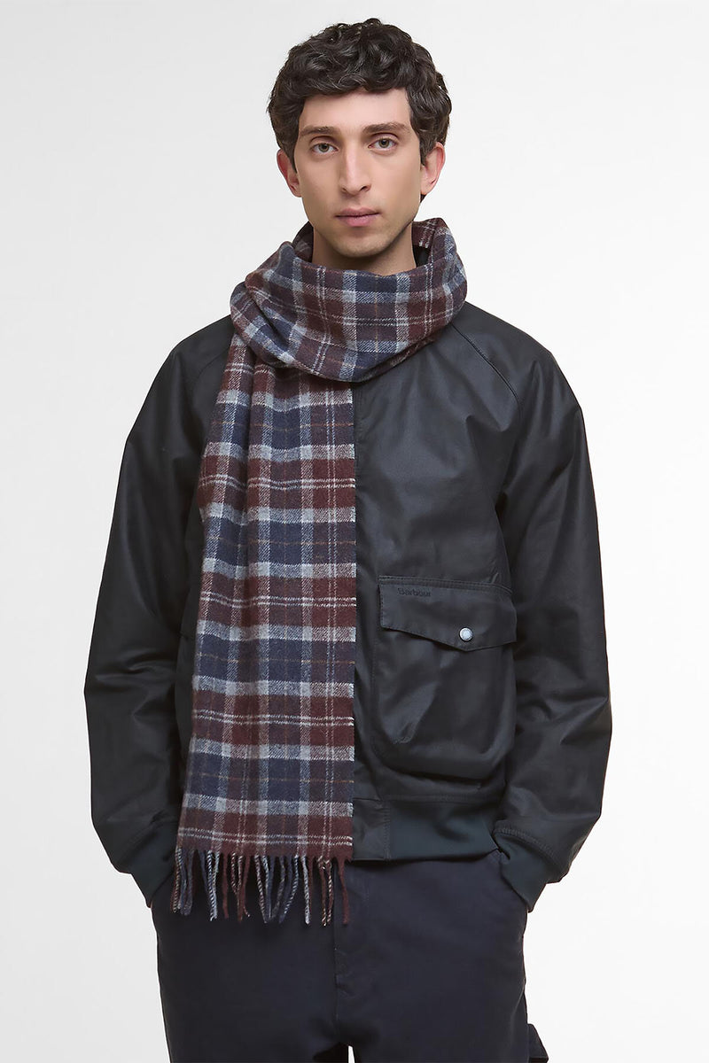 Sciarpa con motivo tartan in lana d’agnello