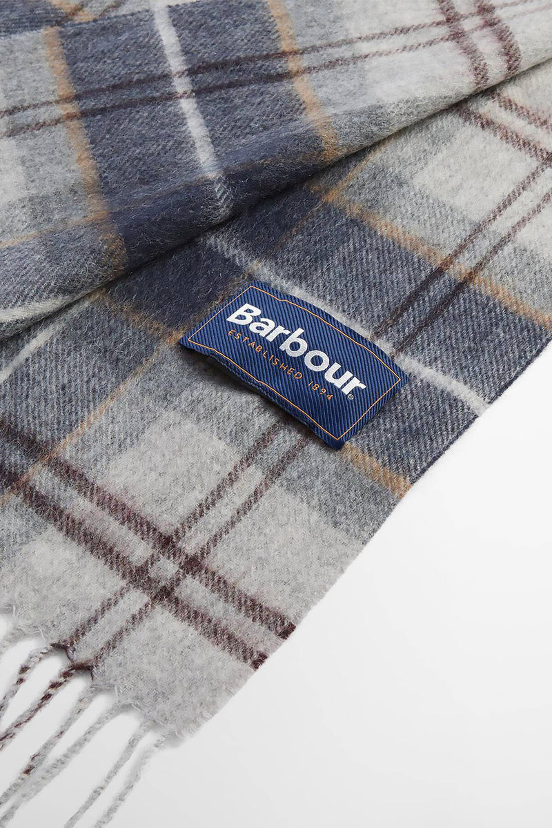 Barbour Sciarpa con motivo tartan in lana e cashmere Grey midnight
