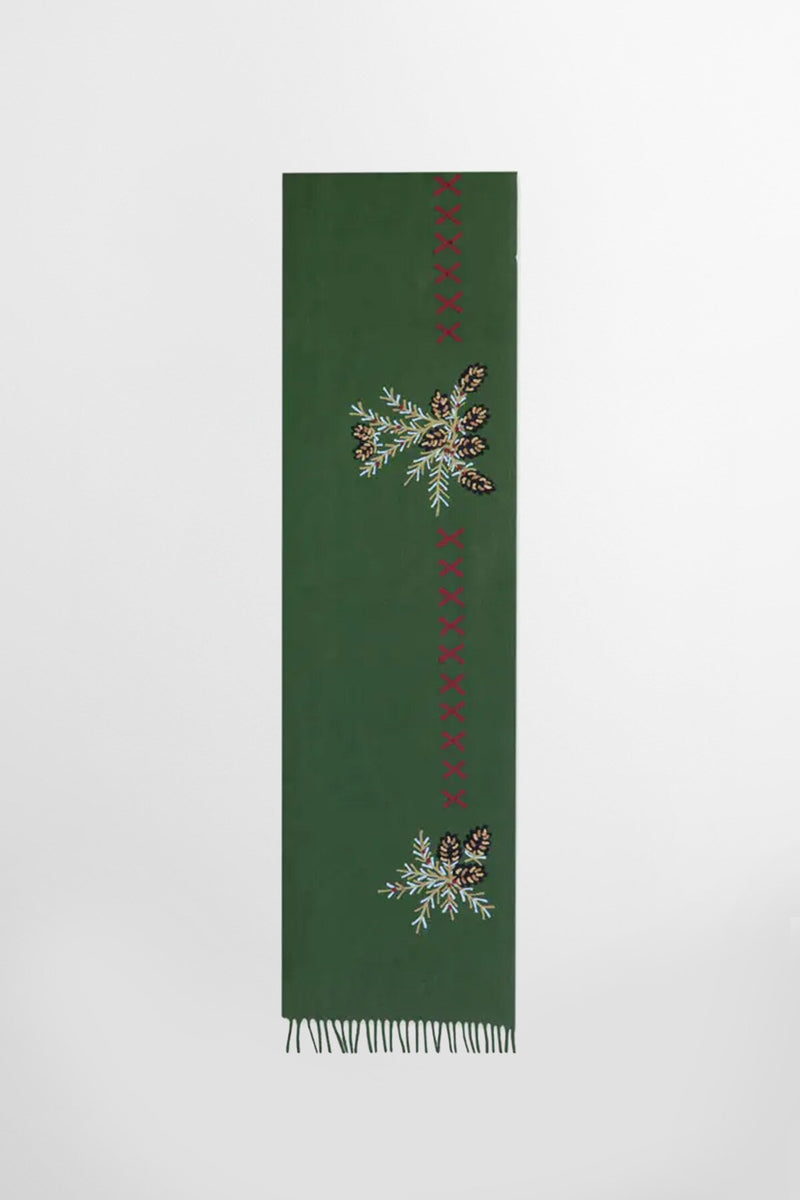 Diamond Pine Embroidered Wool Blanket