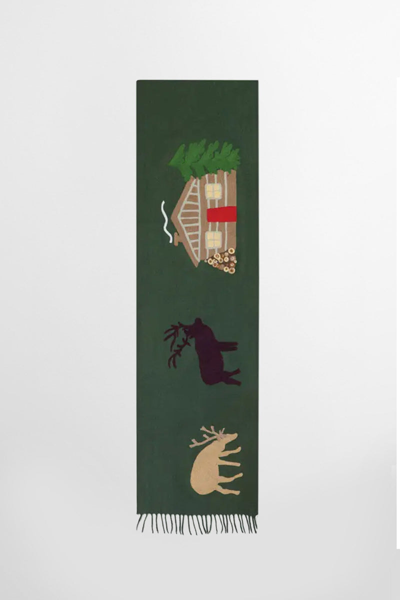 Coperta in lana ricamata Hunting Cabin