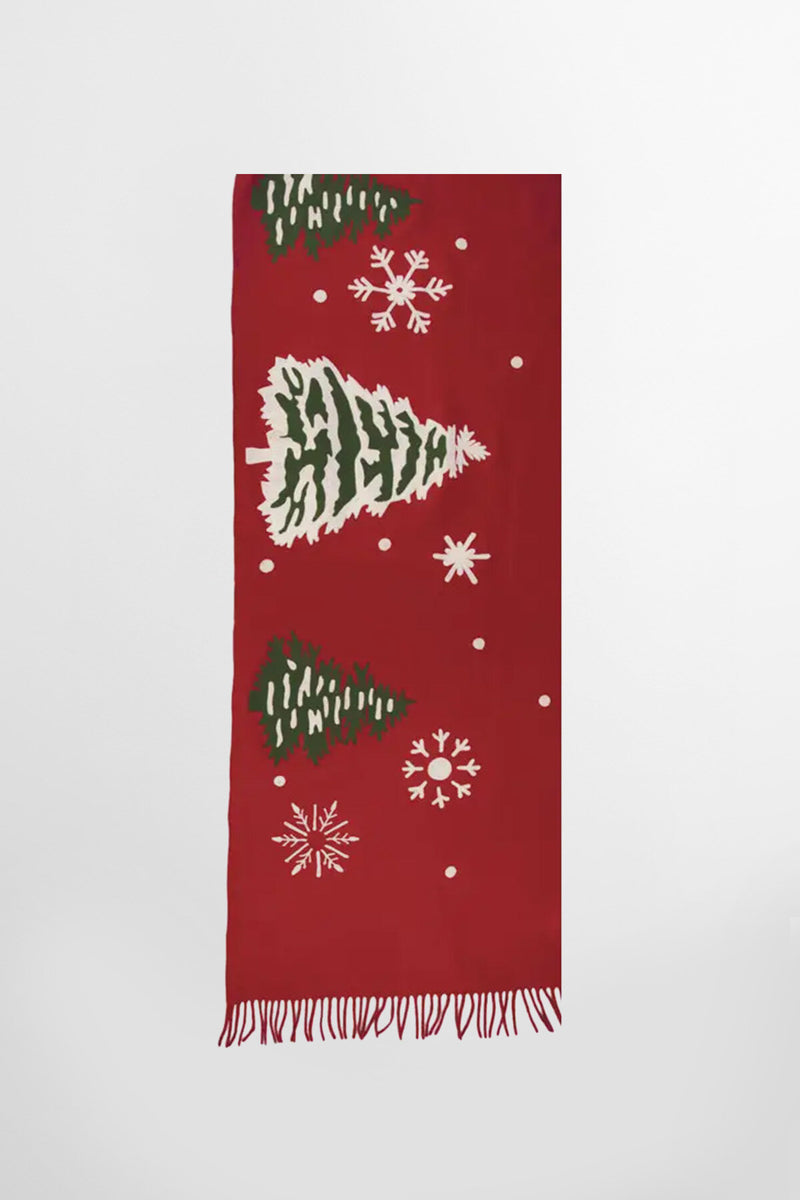 Coperta in lana ricamata Snowflakes with Trees