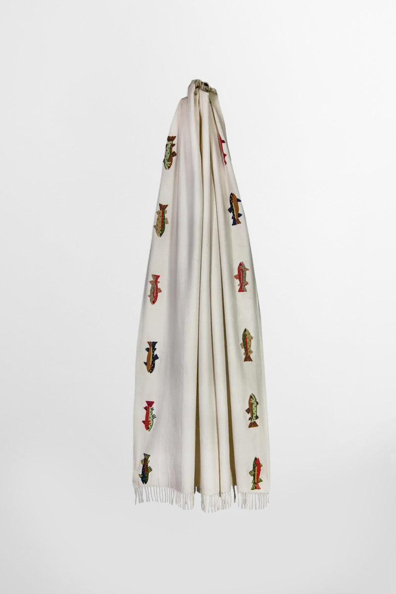 Coperta in lana ricamata Summer Trout