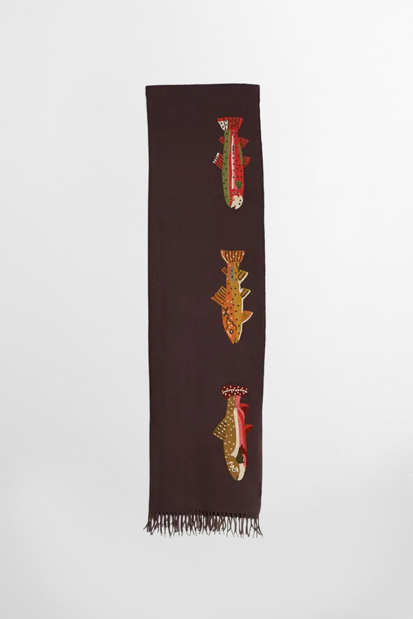 Coperta in lana ricamata Trout