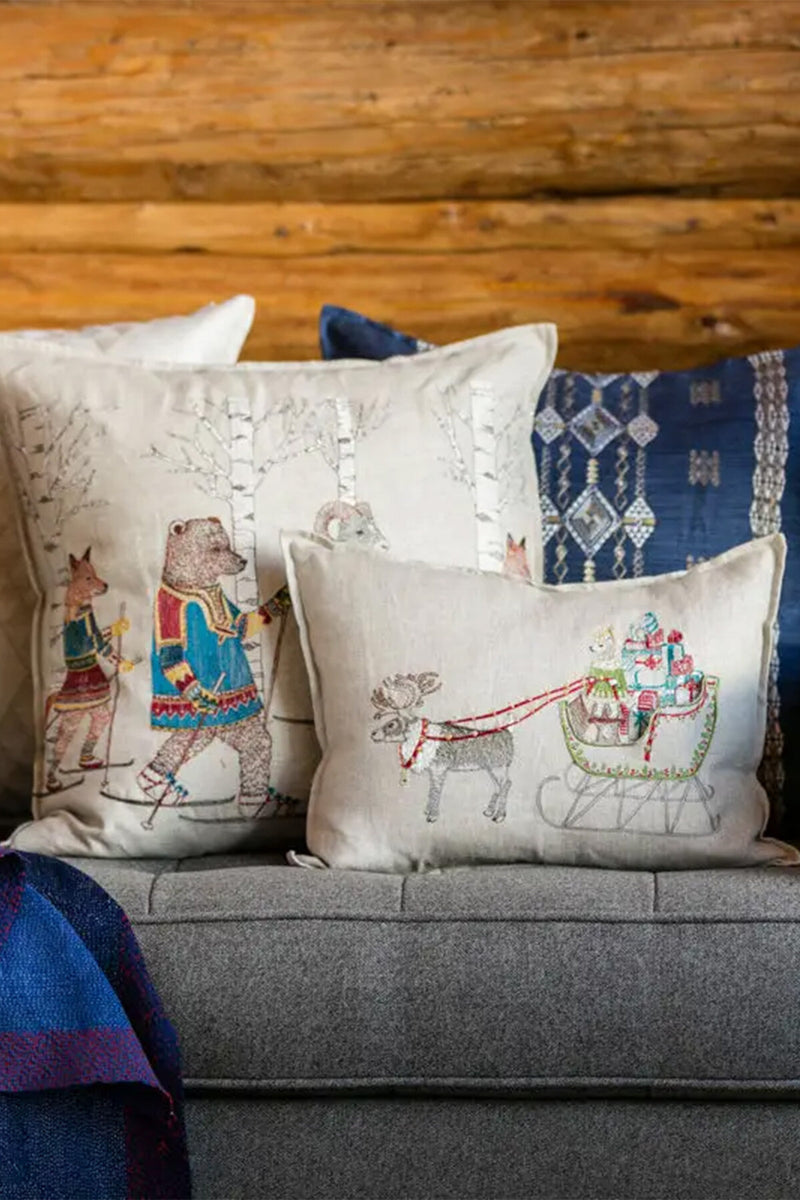 Cuscino tascabile Babbo Natale con slitta