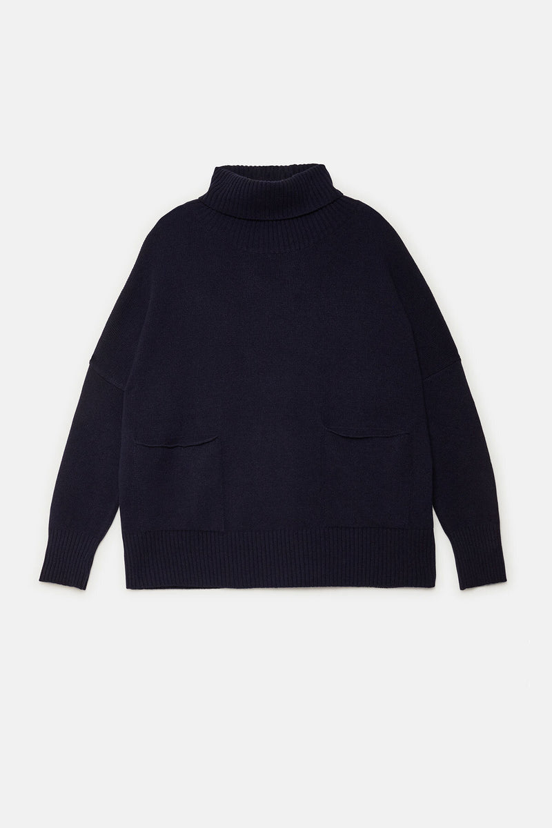 Ma'ry'ya maglia a collo alto in lana blu navy