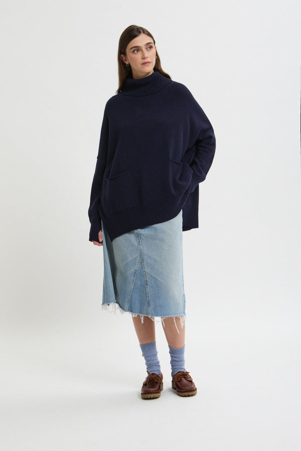 Ma'ry'ya navy blue wool turtleneck sweater