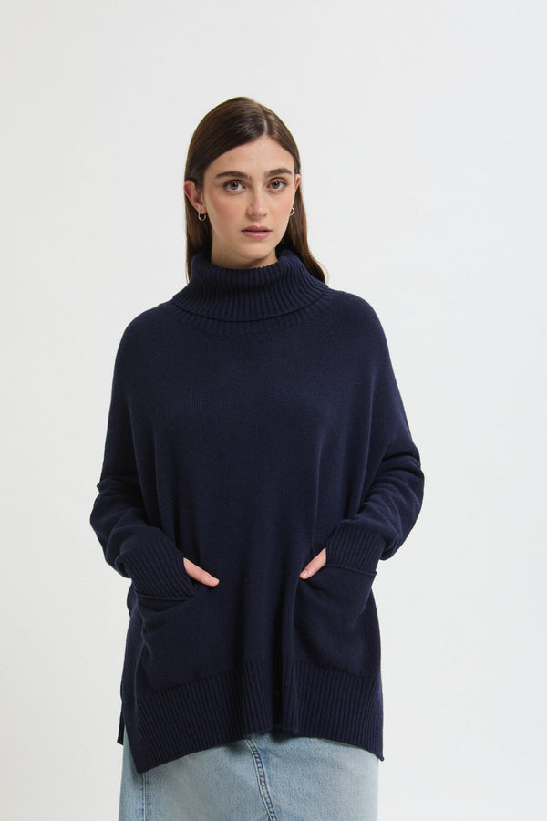 Ma'ry'ya navy blue wool turtleneck sweater