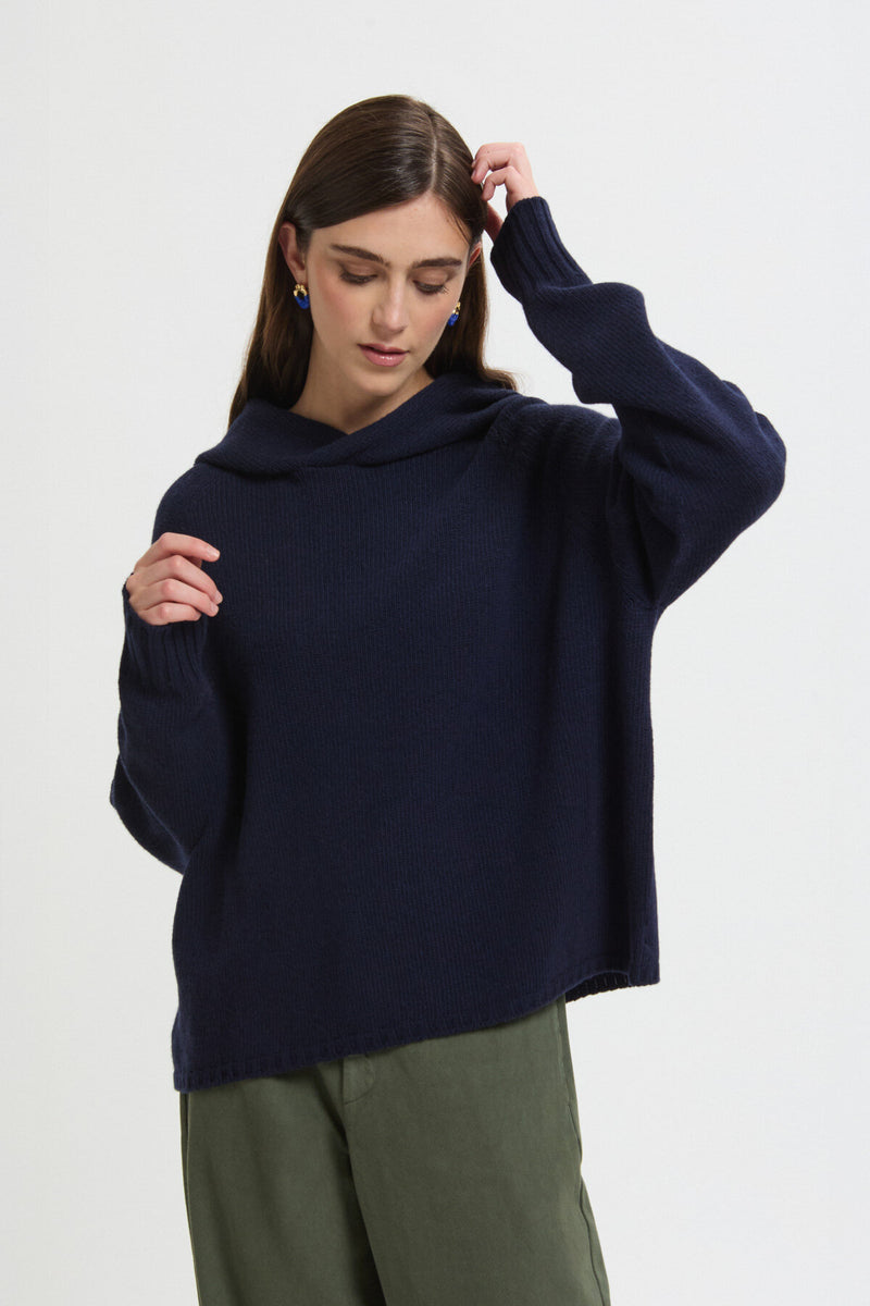 Felpa con cappuccio in lana